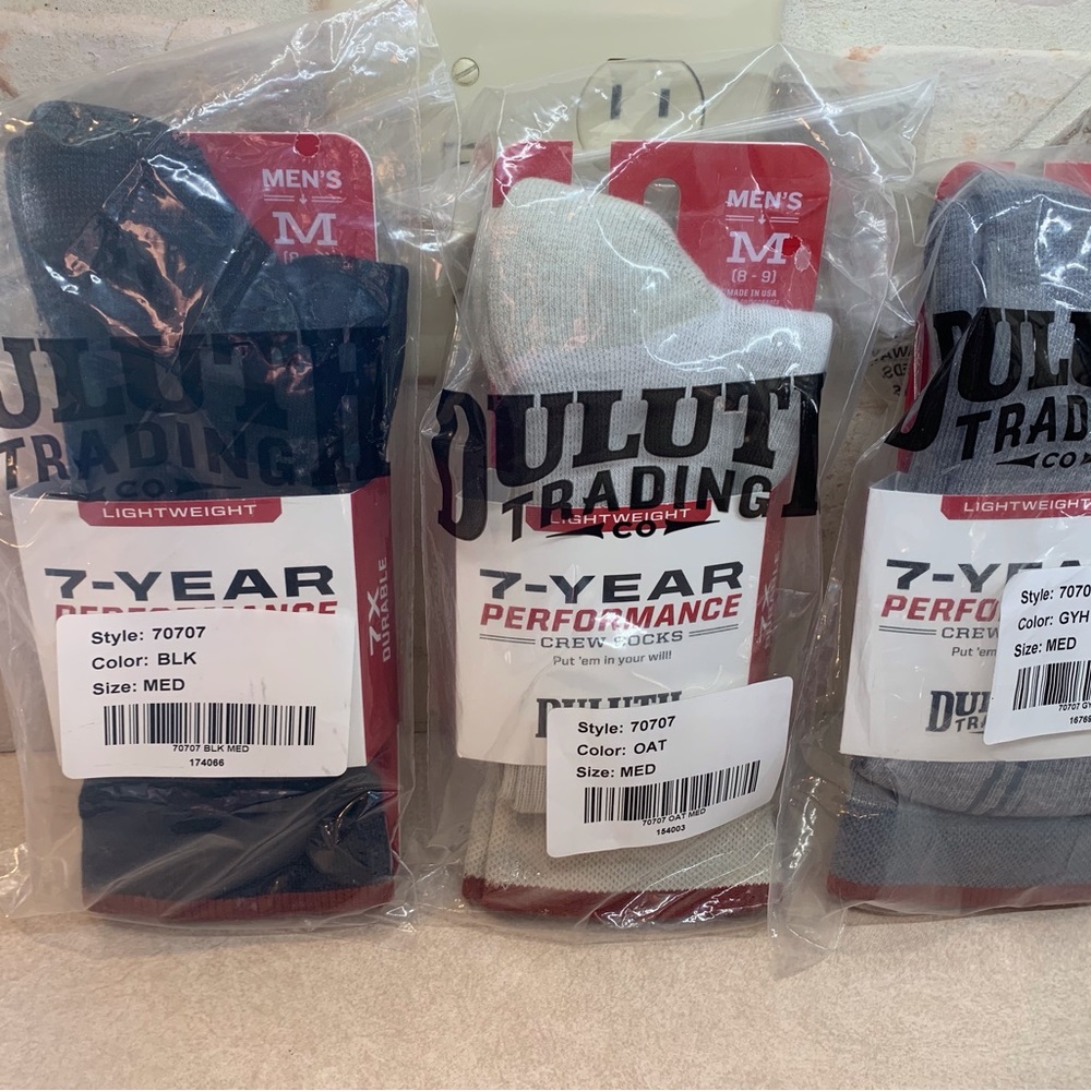 (3) Duluth Trading Company Men’s Lightweight 7-Year Performance Crew Socks
